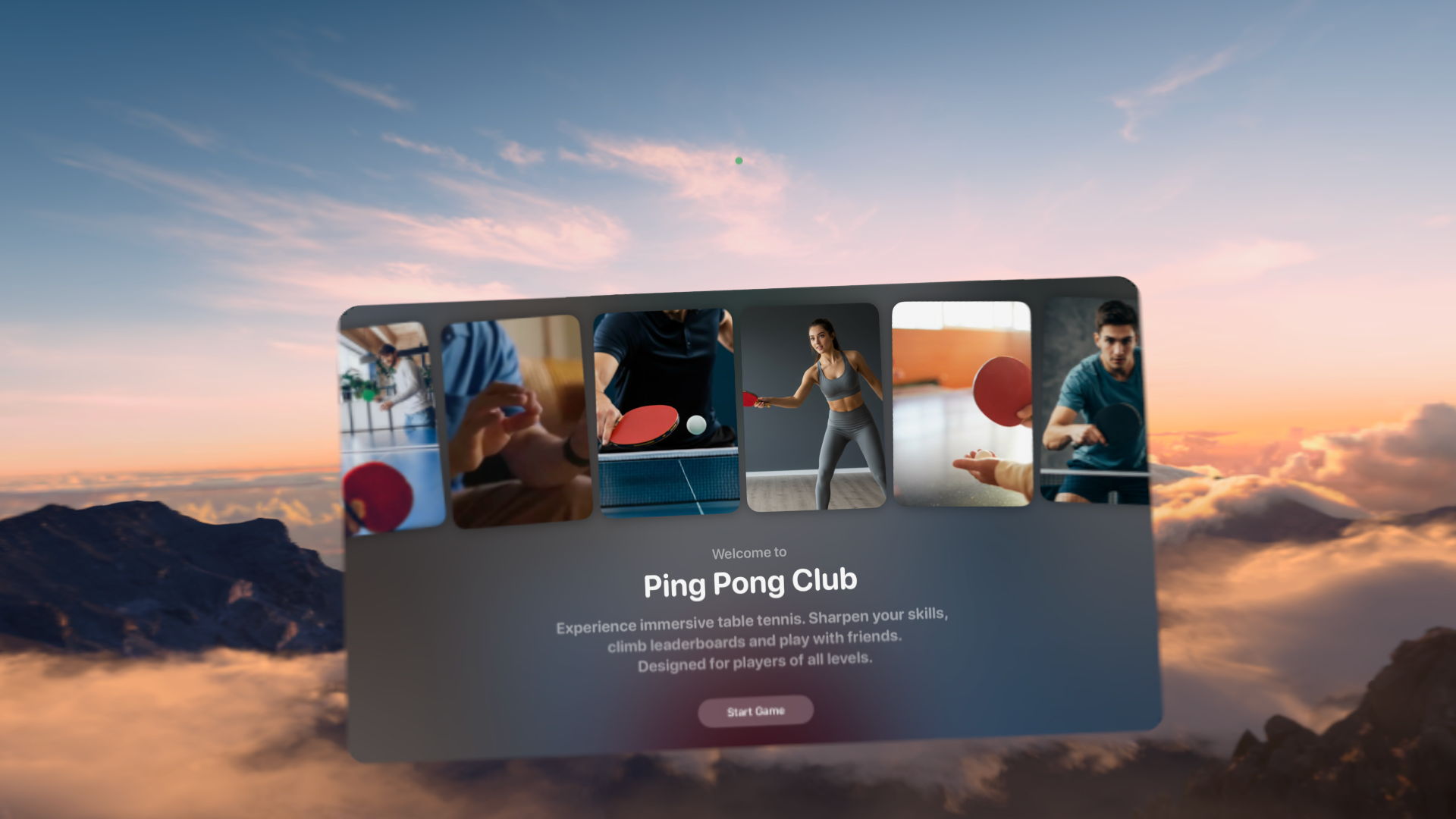 Ping Pong Club welcome screen