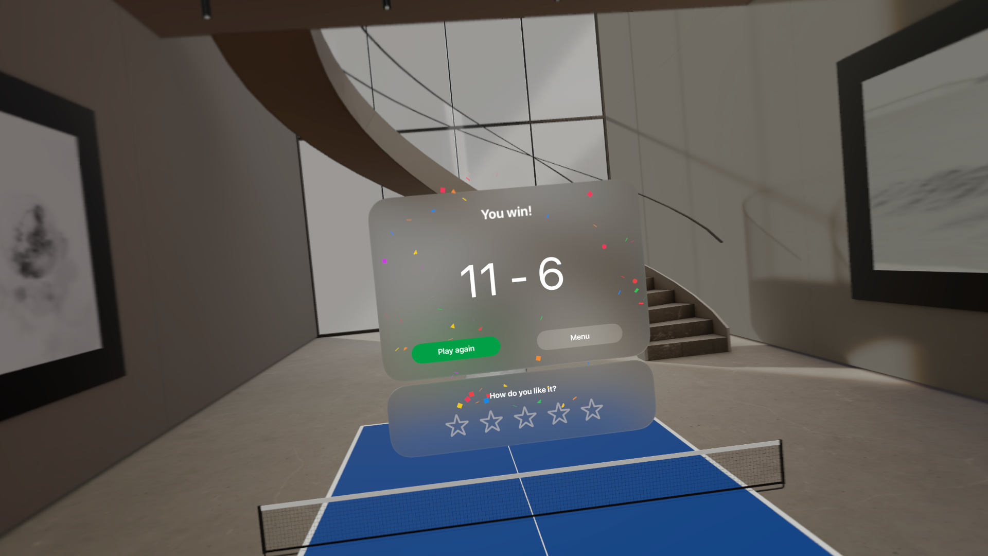 Ping Pong Club win screen